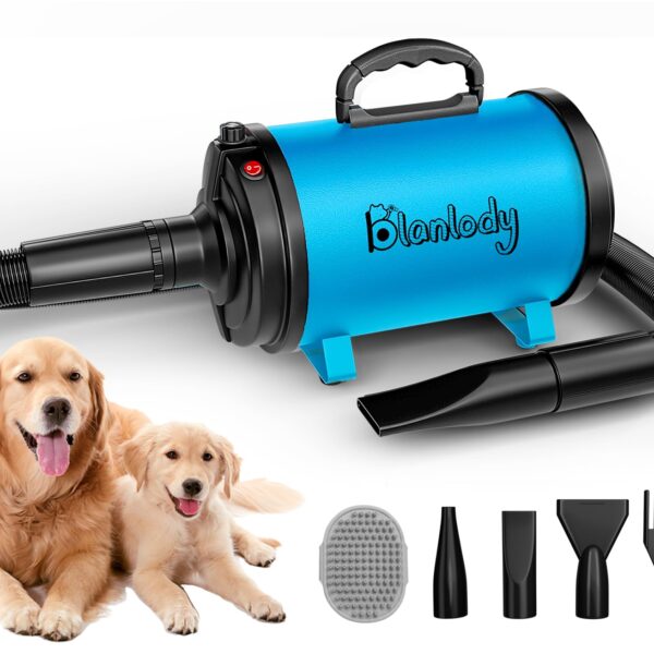 Blanlody Hundefön 3200W mit stufenloser Geschwindigkeitsregelung – Leiser Hundepflege-Trockner