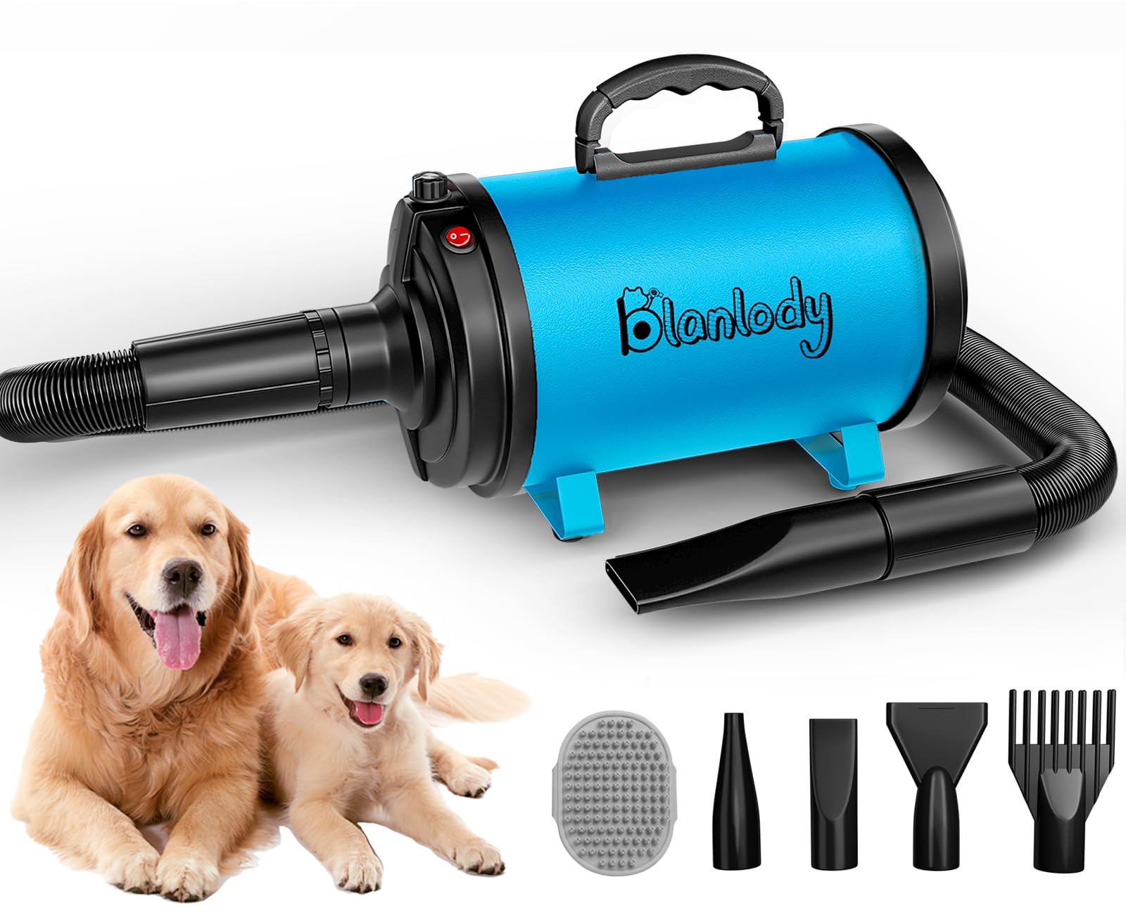 Blanlody Hundefön 3200W mit stufenloser Geschwindigkeitsregelung – Leiser Hundepflege-Trockner