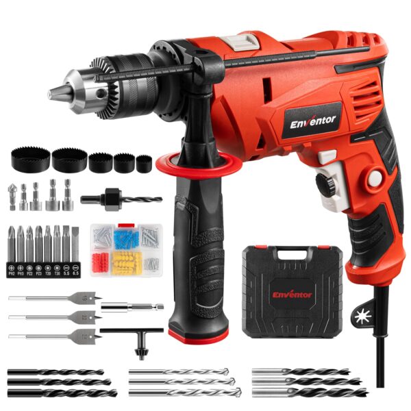 Enventor Schlagbohrmaschine 900W mit 2-in-1 Funktion & 36 Zubehörteile – Profi-Bohrmaschine für Beton, Metall und Holz