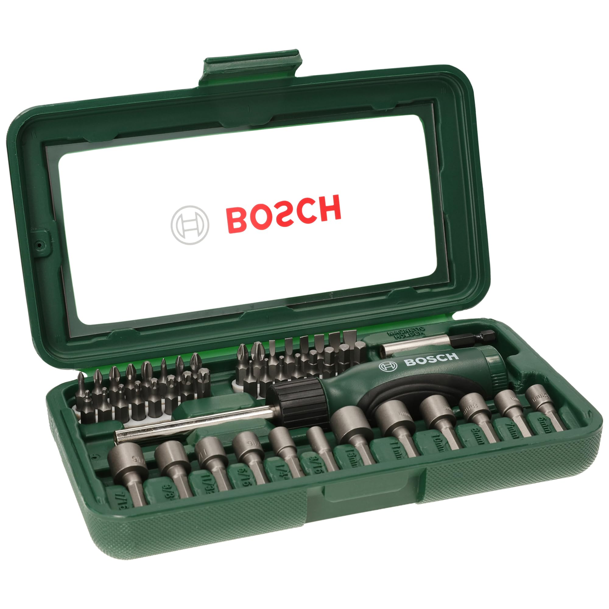 Bosch 46-teiliges Schraubendreher-Set mit Bits & Steckschlüsseln – Universelles Werkzeug-Set