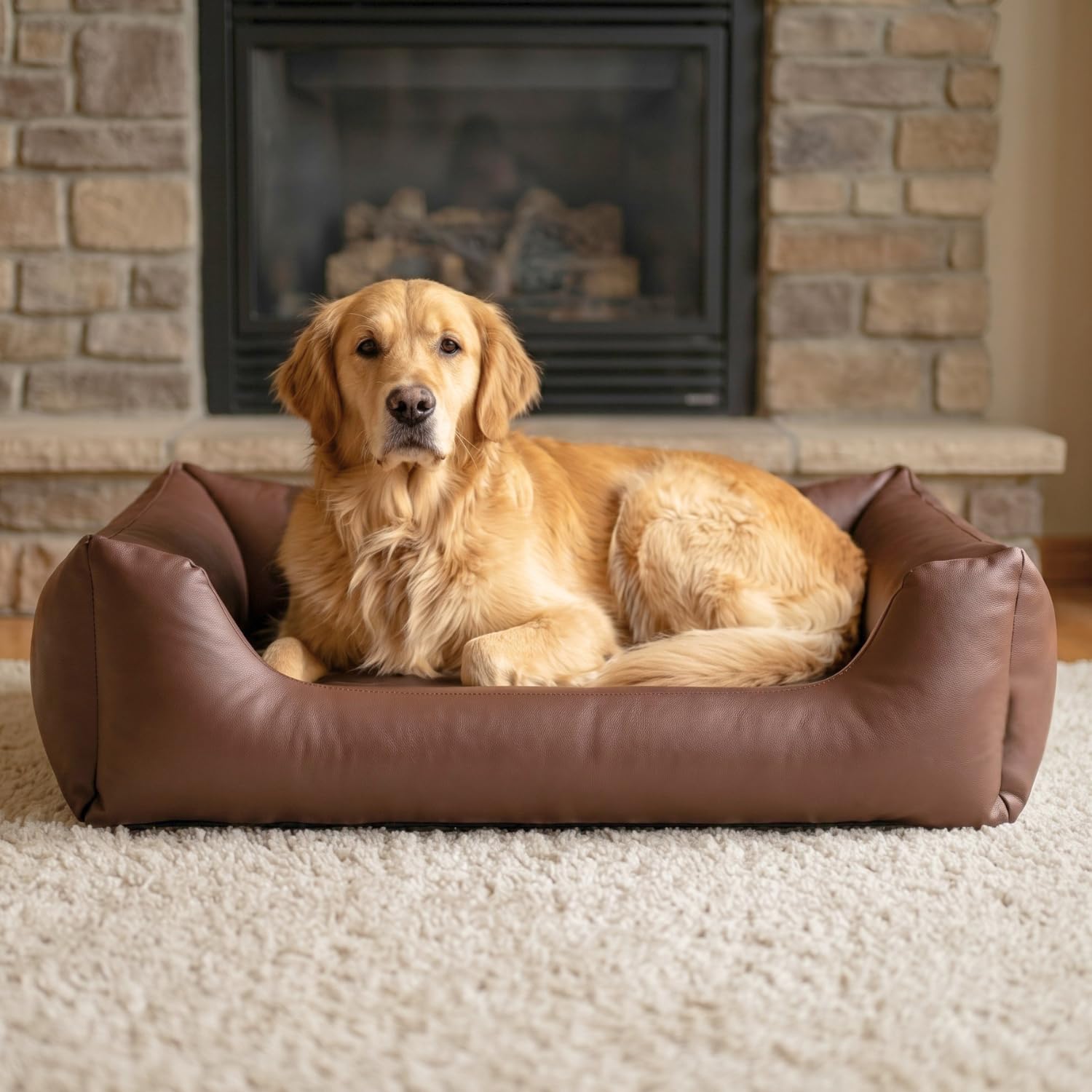 4L Textil Mario Orthopädisches Hundebett 120x90 cm – Kunstleder für grosse Hunde