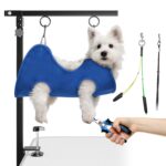 Josmimic Faltbarer Grooming-Arm 66–102 cm mit Hängematte – Höhenverstellbarer Hundepflegetisch