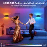 SNADER Akku Wandleuchte mit Bewegungsmelder & Fernbedienung – 600 LM, dimmbar, 3 Farbtemperaturen + 15 RGB-Farben – Bild 3