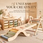 Puecrof 7-in-1 Montessori Klettergerüst aus Birkenholz mit Rutsche & Bogen für Kleinkinder – Bild 6