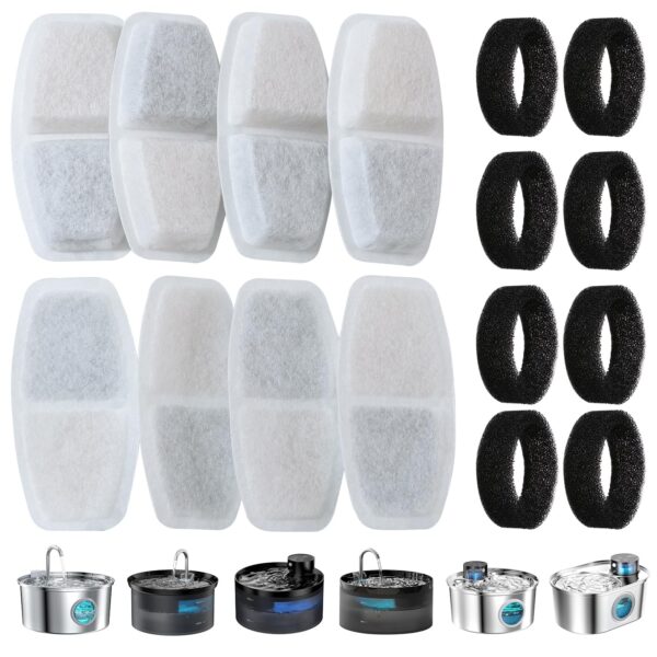 Zemiu Katzenwasserbrunnen Filter 16er Set – Dreifache Filtration für sauberes Trinkwasser
