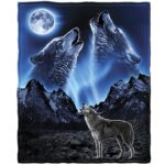 YISUMEI Kuscheldecke 150x200 cm Flanell Fleece – Wölfe Heulender Mond