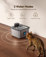 FEELNEEDY Katzenbrunnen 3.2L Kabellos mit 4000mAh Akku & Bewegungsmelder – Edelstahl – Bild 4