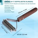 onebarleycorn Doppelseitige Unterfellbürste 17+9 Klingen – Entfilzung & Trimmen für Hunde & Katzen – Bild 4