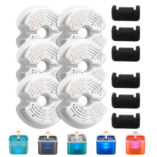 AONBOY Katzenbrunnen Filter 6+6er Set – Dreifach-Filtration für F2 Modelle