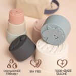 Moonkie Stapelbecher Baby 7-teilig mit Zahlen & Muster – Silikon Beißring ab 6M+ – Bild 3