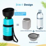 Pecute 3-in-1 Trinkflasche für Hunde – Wasser, Schale & Futter in einem mit Karabiner – Bild 3