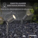 Ledvion LED Erdspiessstrahler Aluminium IP65 – Gartenbeleuchtung mit 2m Kabel & GU10 – Bild 5