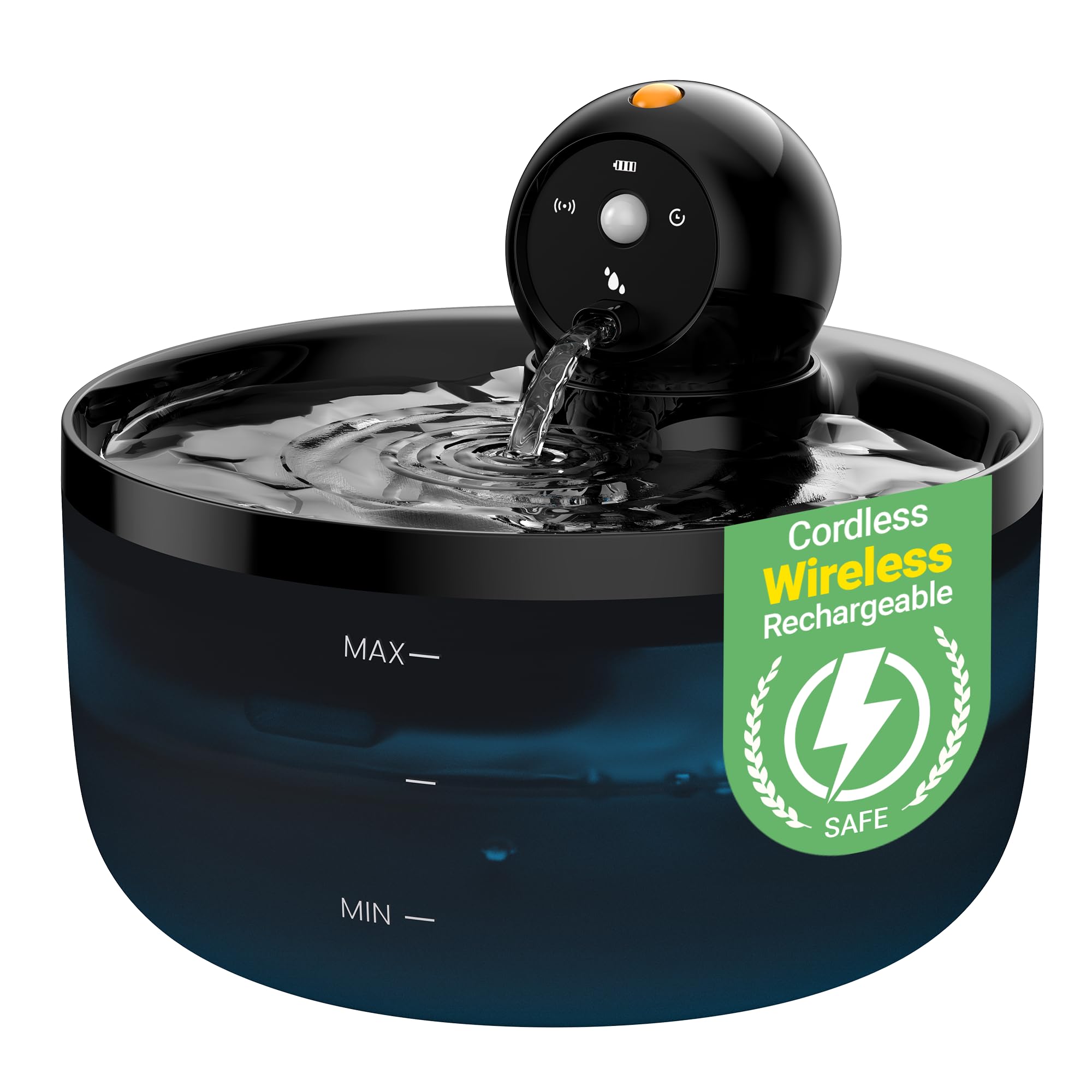 GOOIFUN Katzenbrunnen Kabellos 2.6L mit Sensor & Akku – Intelligenter Trinkbrunnen für Katzen