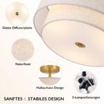 CALOKES Deckenlampe Ø40cm Beige-Gold dimmbar 3×E27 – Modernes Wohnzimmer Schlafzimmer – Bild 3