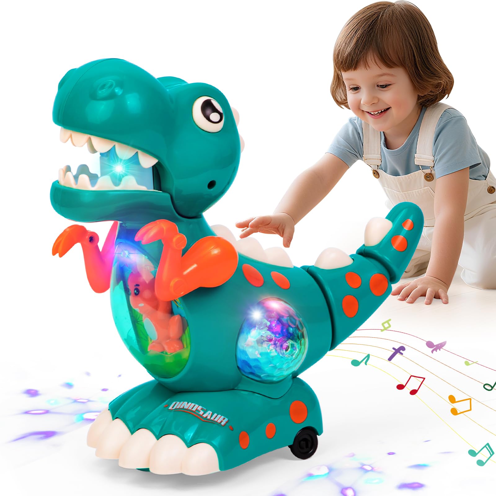 Highttoy Krabbel-Dinosaurier mit Musik & Licht – Motorische Entwicklung ab 1 Jahr