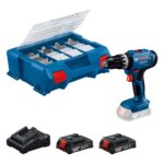 Bosch Professional GSB 18V-25 Akku Schlagbohrschrauber – 18V System mit 2 Akkus & Zubehör