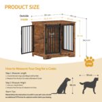 Hzuaneri Hundebox Möbel 69 cm mit 2 Türen – Vintage Hundekaefig & Beistelltisch – Bild 2