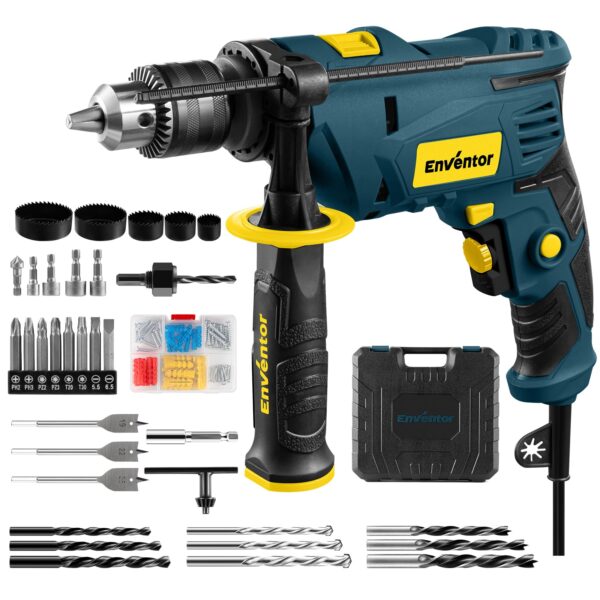Enventor Schlagbohrmaschine 900W – 2-in-1 Bohrhammer mit 36 Zubehörteilen & 360° Griff