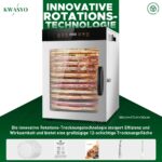 Kwasyo Dörrgerät 12 Etagen mit Doppelventilator & Rotationsplatten – Edelstahl Dörrautomat 1000W – Bild 3