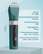 oneisall Katzenschermaschine Leise mit 5 Geschwindigkeiten – Profi Haarschneider für Langhaarkatzen – Bild 8