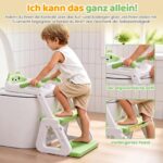 Orzbow Toilettensitz Kinder mit Treppe – 2in1 Toilettenaufsatz & Tritthocker Grün – Bild 2