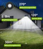 spqment Solar-Sicherheitsleuchte 288 LED mit Bewegungsmelder – IP65 Aussenstrahler für Garten & Garage – Bild 3