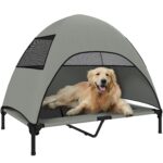 PawHut Hundeliege Outdoor 106x76x99cm mit abnehmbarem Dach – Erhöhtes Haustierbett für grosse Hunde