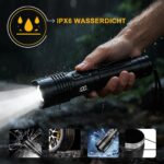 BEYSTE LED Taschenlampe 1000000 Lumen – Aufladbar USB-C, Zoombar, Wasserdicht für Outdoor – Bild 8