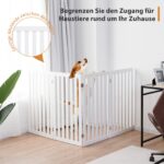 COSTWAY Absperrgitter 89cm – 4-teiliges Hundegehege aus Holz, klappbar & flexibel – Bild 9