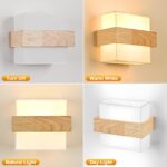 Gleonlux Wandleuchte Holz mit Stoffschirm – Retro Wandlampe E14 für Wohnzimmer & Flur – Bild 2