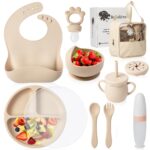 RebelEver Kindergeschirr-Set aus Silikon mit Transporttasche – Komplettes Essenlern-Set ab 1 Jahr