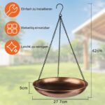 28 cm Vogeltränke Hängend Winterfest – Antike Bronze Vogelbad für Garten & Balkon – Bild 4