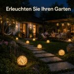Ciskotu 4er Set Bruchglas Solarleuchten – 120 LED Gartenbeleuchtung IP44 Wasserdicht – Bild 5