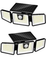 FLOWood Solar-Wandleuchte mit Bewegungsmelder, 156 LED, 270° – 2er Set für Aussen