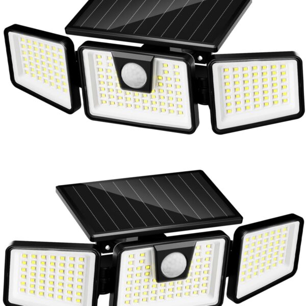 FLOWood Solar-Wandleuchte mit Bewegungsmelder, 156 LED, 270° – 2er Set für Aussen