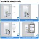 Wondlumi Wandleuchte E27 IP44 mit 12W LED Warmweiss – Edelstahl Aussenwandlampe für Balkon & Treppen – Bild 5