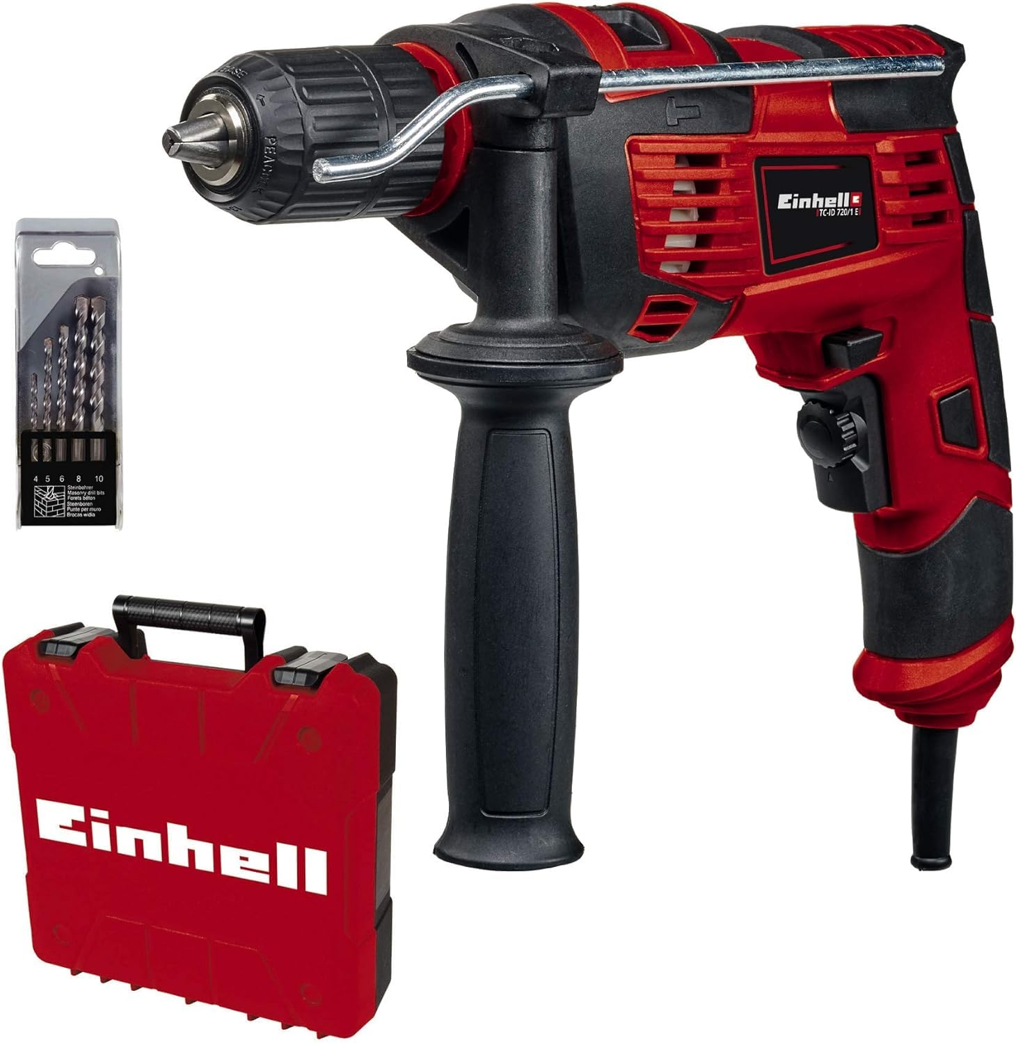 Einhell TC-ID 720/1 E Kit Schlagbohrmaschine – Profi-Bohrset mit Betonbohren & E-Box