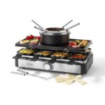 Salter 2-in-1 Raclette-Grill & Fondue-Set, 1400 W – Elektrisches Servier-System für Gäste
