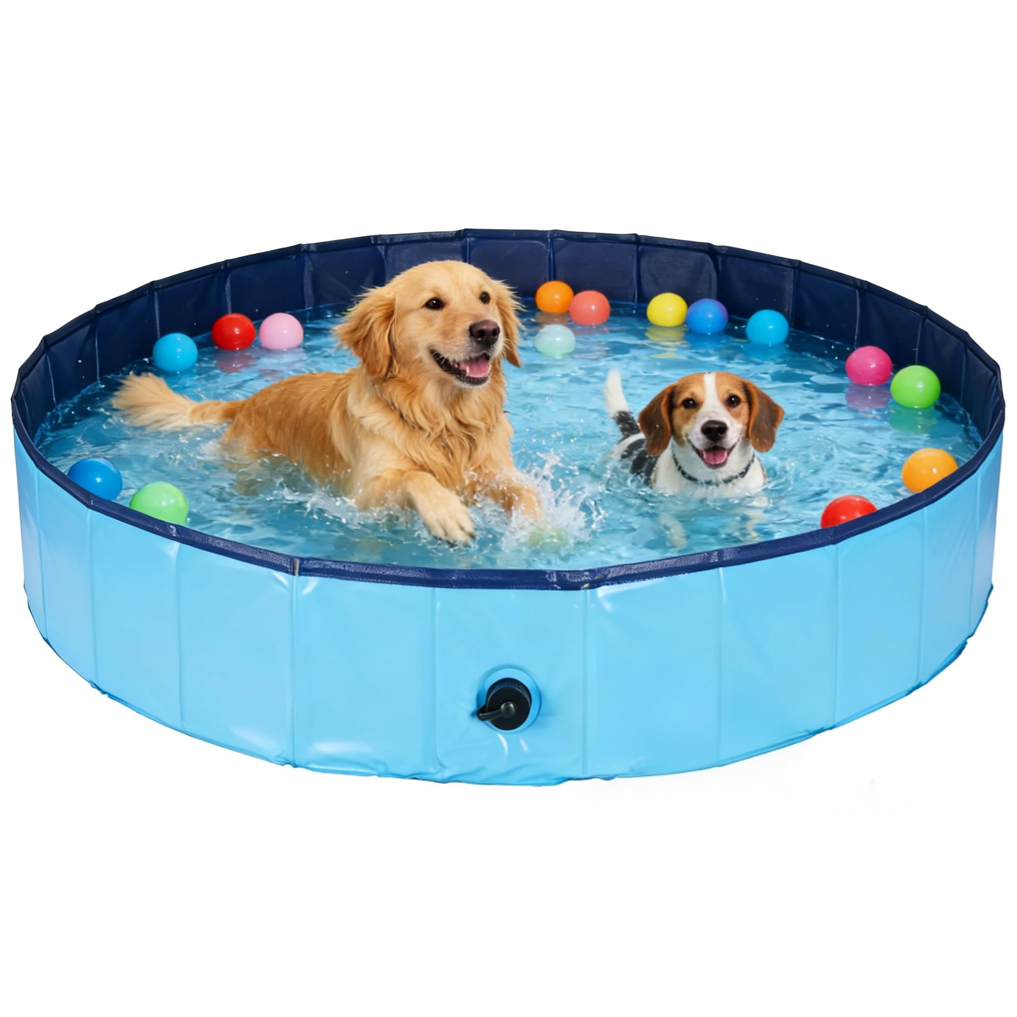 Rinling Hundepool 160x30cm – Faltbares Planschbecken mit rutschfestem Boden für grosse Hunde