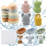 16-teiliges Badewannenspielzeug Set BITOYO – Silikon Wasserspielzeug für Babys & Kleinkinder