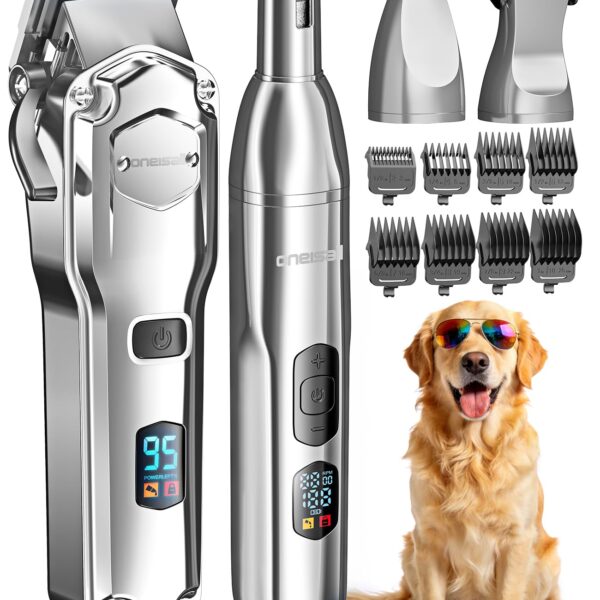oneisall 4-in-1 Hundeschermaschine – Profi-Fellpflege für dickes Fell mit 4h Akku