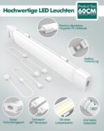 KUKUMAO Feuchtraumleuchte 60cm, 18W 2000LM 4000K – Wasserdichte LED Deckenleuchte für Werkstatt & Bad – Bild 6