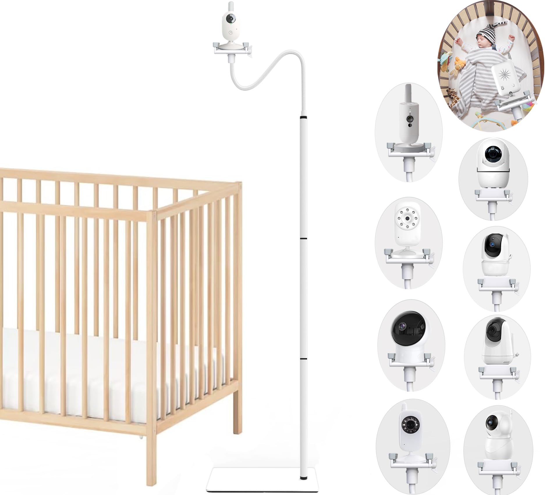 Derebir Babyphone Halterung – Höhenverstellbarer Kameraständer 95–175 cm für alle Modelle