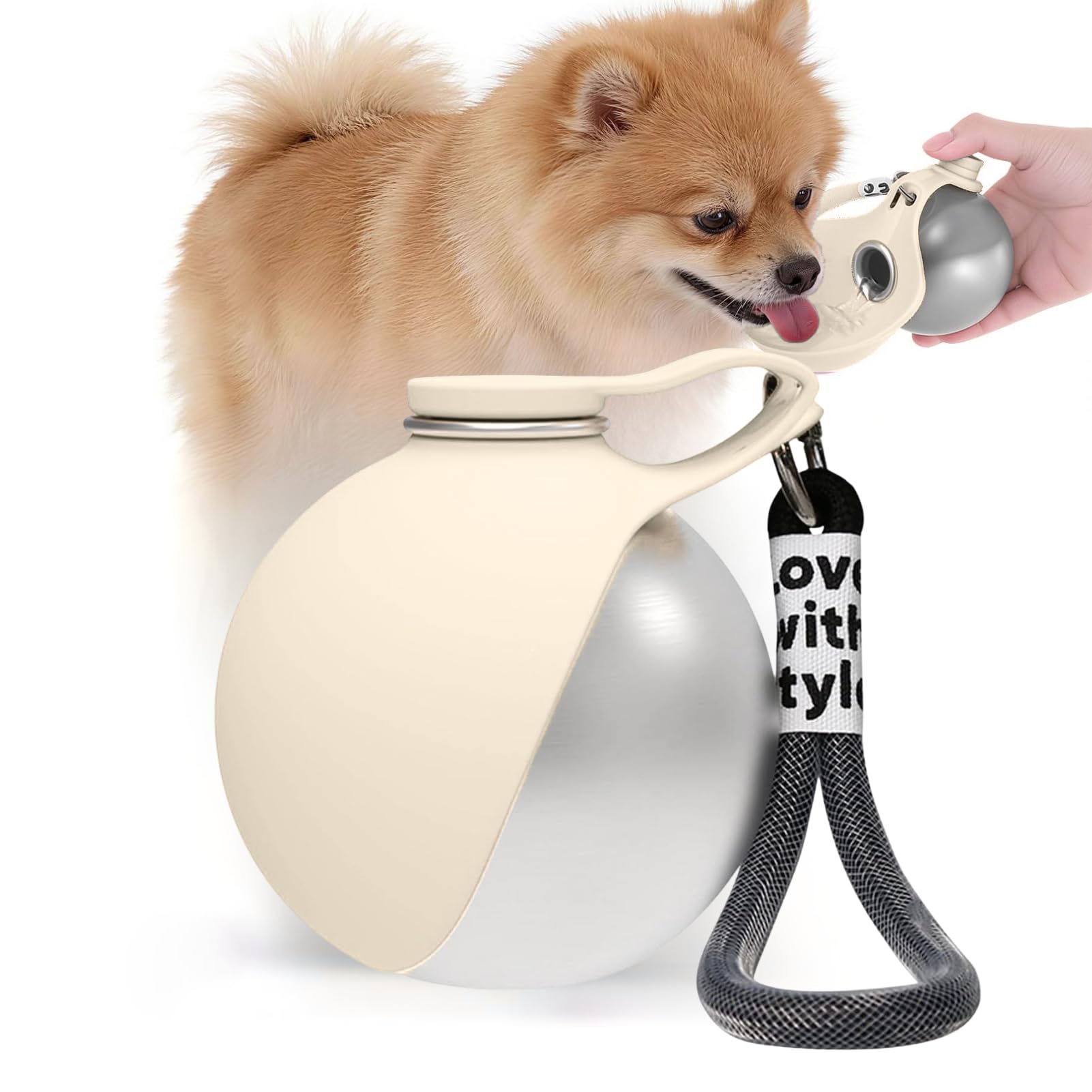 Sinlay Hundetrinkflasche 285ml – Edelstahl mit Silikonnapf für unterwegs