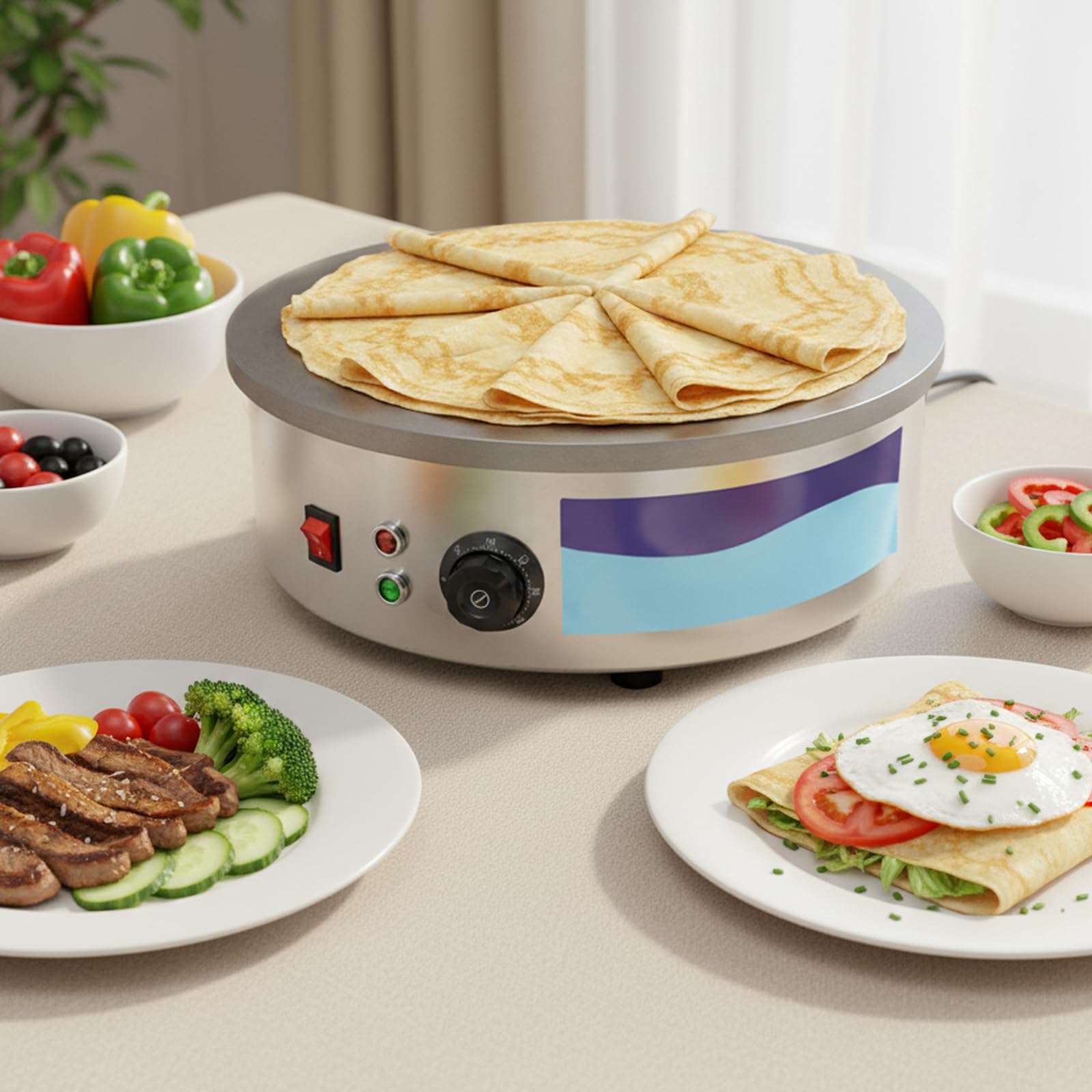 45cm Crêpes Maker 3000W mit Gusseisen-Platte – Profi-Crêpiere für Gözleme & Pancakes
