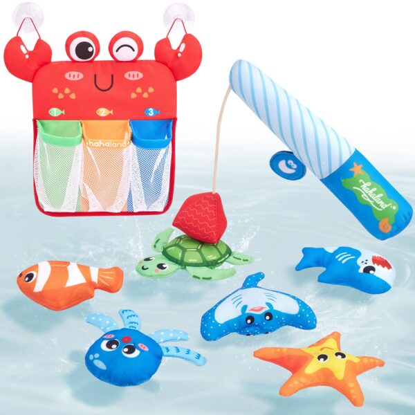 Hahaland Badewannenspielzeug 8er Set – Magnet-Angelspiel für Babys ab 12 Monaten
