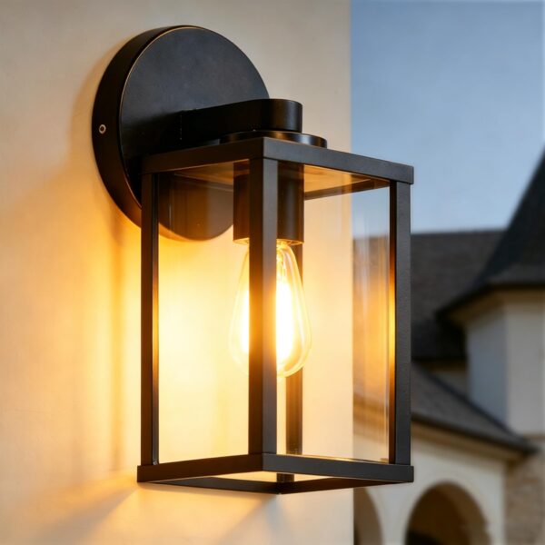 EBION Außenwandleuchte E27 mit Aluminium & Hartglas – IP54 wasserdicht für Terrasse