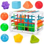 LZDMY Montessori Sortierspielzeug ab 6 Monate – Motorikspielzeug mit 12 Blöcken für Babys