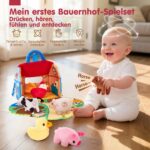 hahaland Montessori Bauernhof-Spielzeug mit 6 Sensorik-Plüschtieren – Lernspielzeug für Babys 6–12 Monate – Bild 3