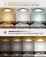 Bowfar LED Deckenleuchte 24W mit 1800K Nachtlicht – Dimmbar 3000K-6500K für alle Räume – Bild 2